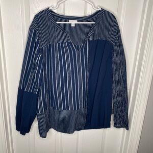 Pure Jill Elements 100% Cotton Art to Wear Lagenlook Lightweight Flowy Blouse 3X